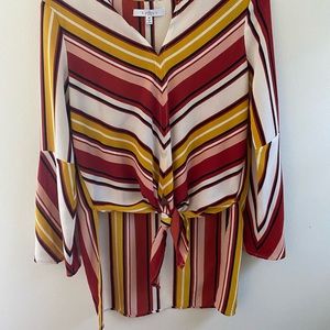 Stripe tie up blouse